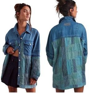 FREE PEOPLE We The Free Heritage Quilted Shirt Jacket Size XS Oversized B18